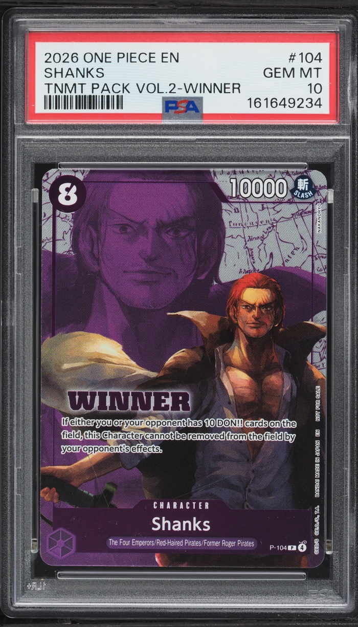 2026 One Piece Promo Tournament Pack Vol. 2 Winner Shanks #P-104 PSA 10 GEM MINT