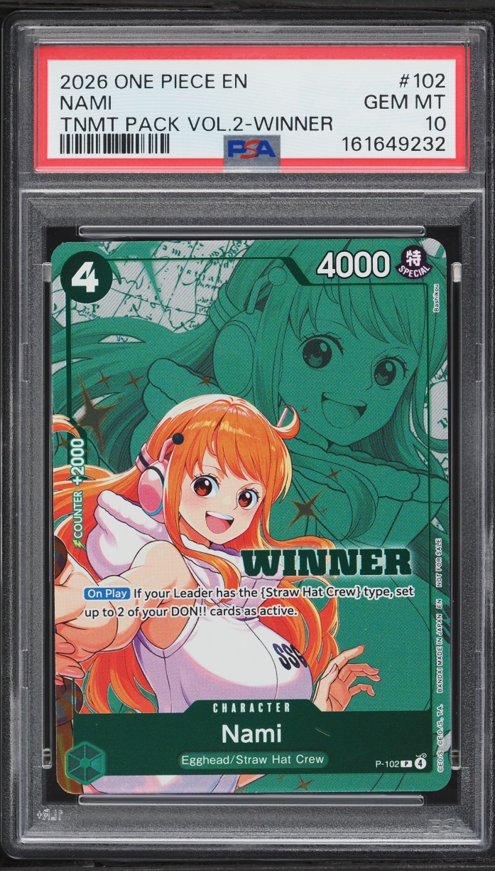 2026 One Piece Promo Tournament Pack Vol. 2 Winner Nami #P-102 PSA 10 GEM MINT