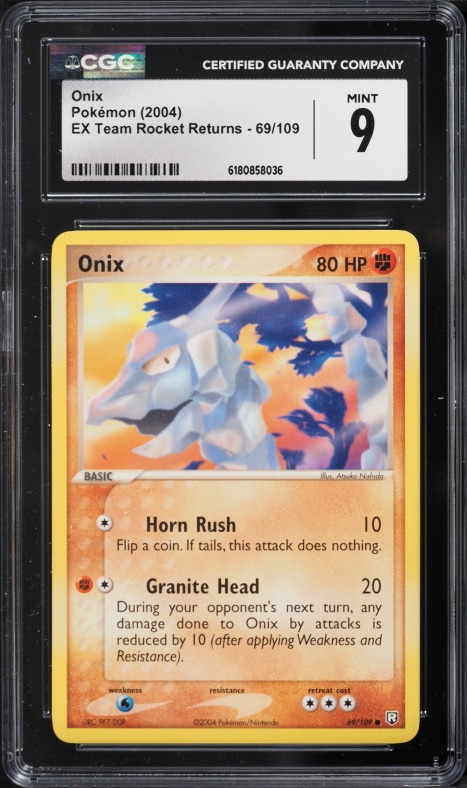 2004 Pokemon EX Team Rocket Returns Onix #69 CGC 9 MINT