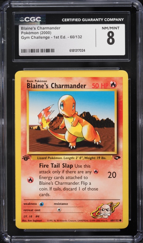 2000 Pokemon Gym Challenge 1st Edition Blaine's Charmander #60 CGC 8 NM-MT