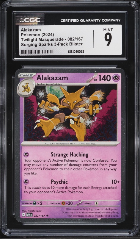 2024 Pokemon Scarlet & Violet Twilight Masquerade Surging Sparks Alakazam #82 CGC 9 MINT