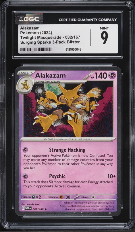 2024 Pokemon Scarlet & Violet Twilight Masquerade Surging Sparks Alakazam #82 CGC 9 MINT