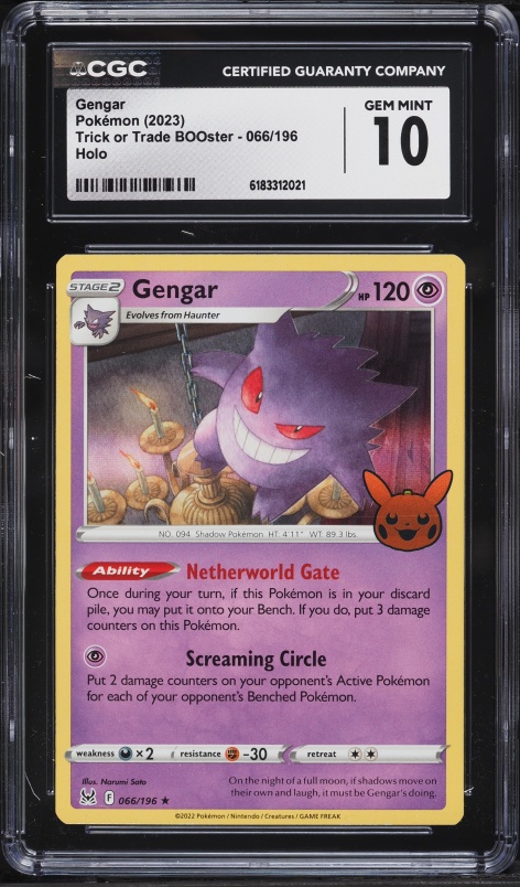 pokémon trick or trade gengar holographic card 2023 Pokemon Scarlet & Violet BOOster Holo #66 CGC 8.5 NM-MT+ on Fanatics Collect Darkness / 130 / Stage 2 Weakness / Resistance / Retreat Cost POKEMON TRICK OR TRADE HALLOWEEN