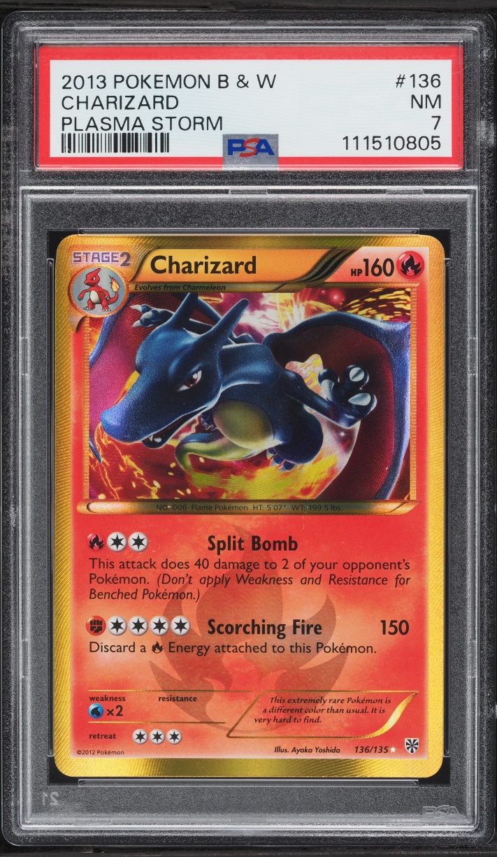 2012 Pokemon Black & White Plasma Storm Charizard #136 PSA 7 NRMT