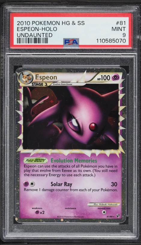 2010 Pokemon HeartGold & SoulSilver Undaunted Holo Espeon #81 PSA 9 MINT