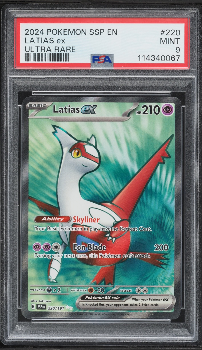 2024 Pokemon Scarlet & Violet Surging Sparks Full Art Latias Ex #220 PSA 9 MINT