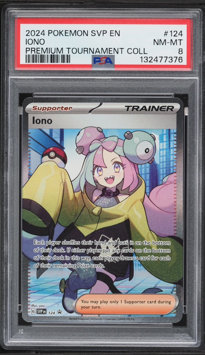 2024 Pokemon Scarlet & Violet Promo Premium Tournament Full Art Iono #124 PSA 8 NM-MT