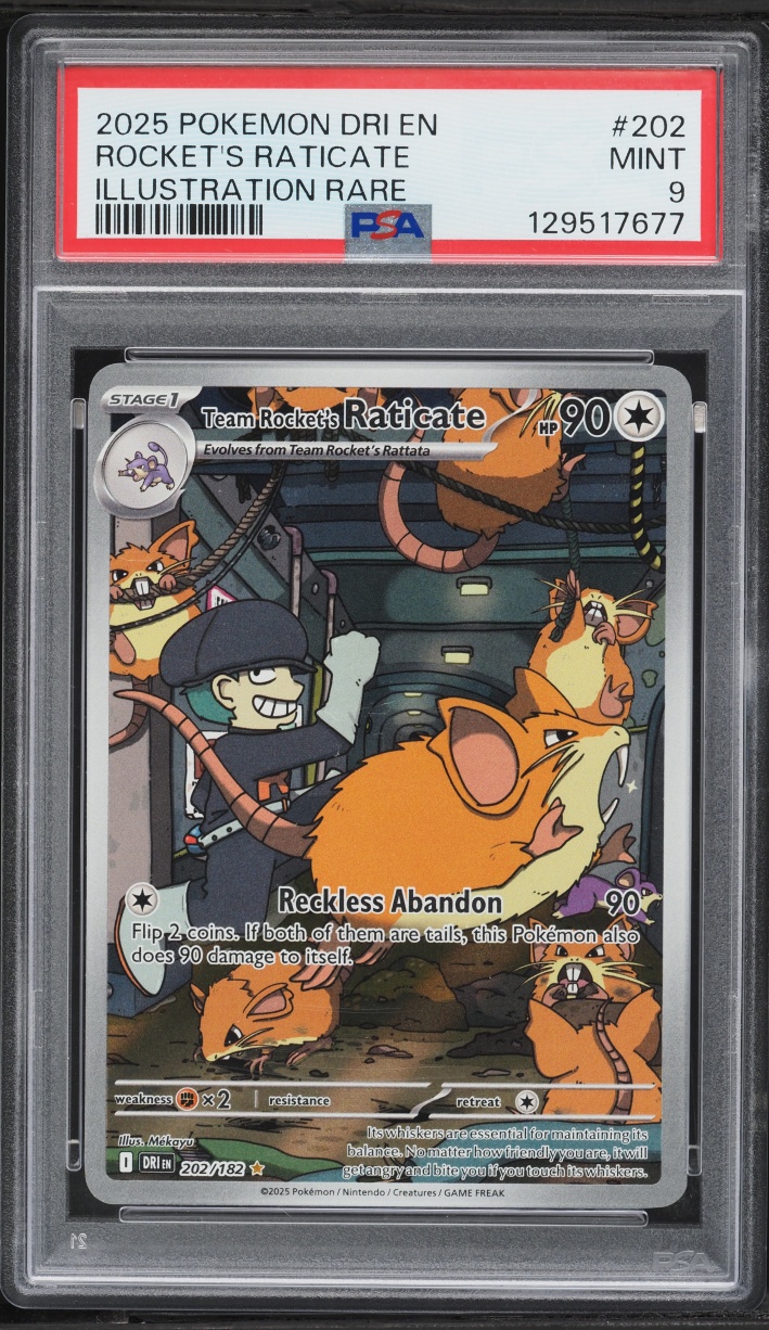 2025 Pokemon Scarlet & Violet Destined Rivals IR Team Rocket's Raticate #202 PSA 9 MINT