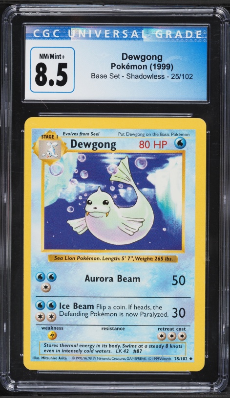 1999 Pokemon Base Set Shadowless Dewgong #25 CGC 8.5 NM-MT+