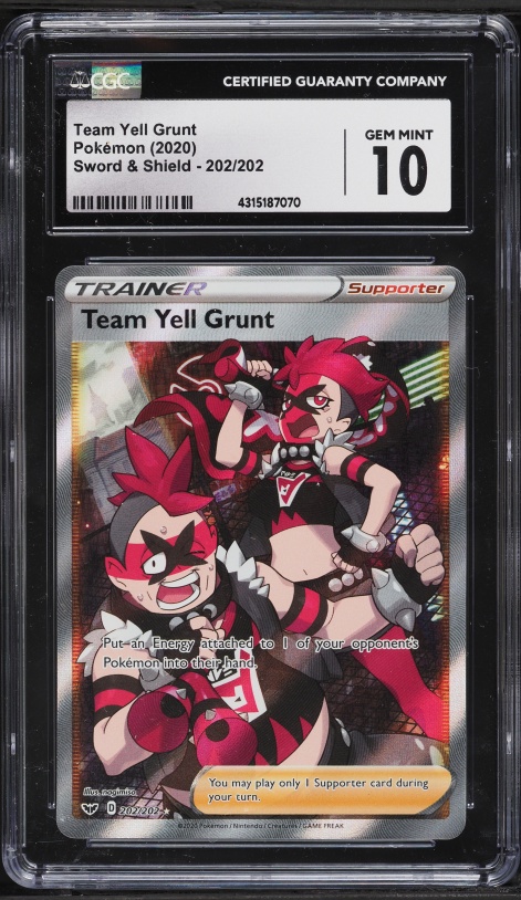 2020 Pokemon Sword & Shield Full Art Team Yell Grunt #202 CGC 10 GEM MINT