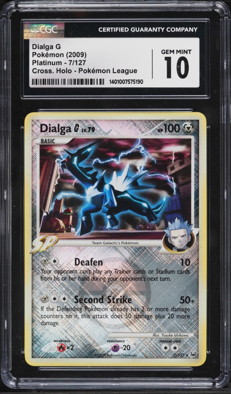 2009 Pokemon Platinum League Crosshatch Holo Dialga G #7 CGC 10 GEM MINT