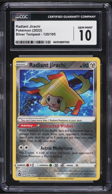 2022 Pokemon Sword & Shield Silver Tempest Holo Radiant Jirachi #120 CGC 10 GEM MINT