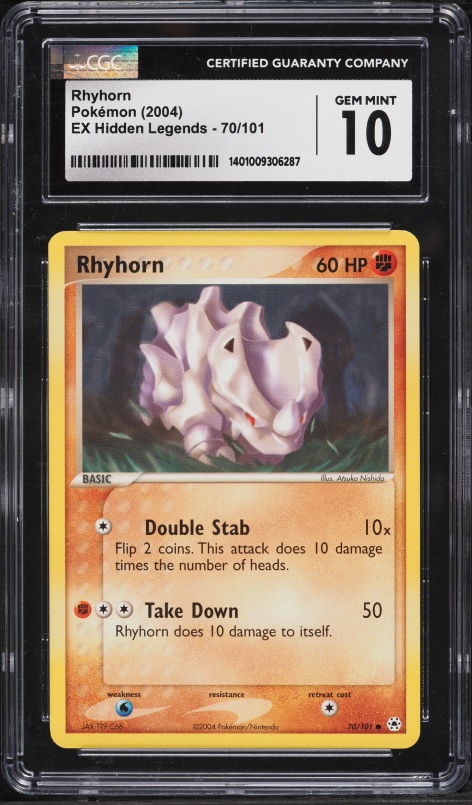 2004 Pokemon EX Hidden Legends Rhyhorn #70 CGC 10 GEM MINT