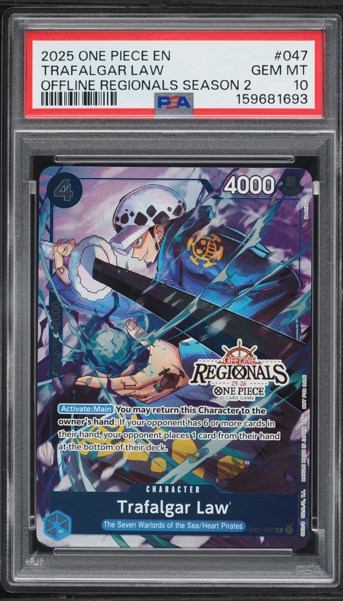 2025 One Piece Offline Regionals Pack '25 Season 2 Alt Art Trafalgar Law #OP07-047 PSA 10 GEM