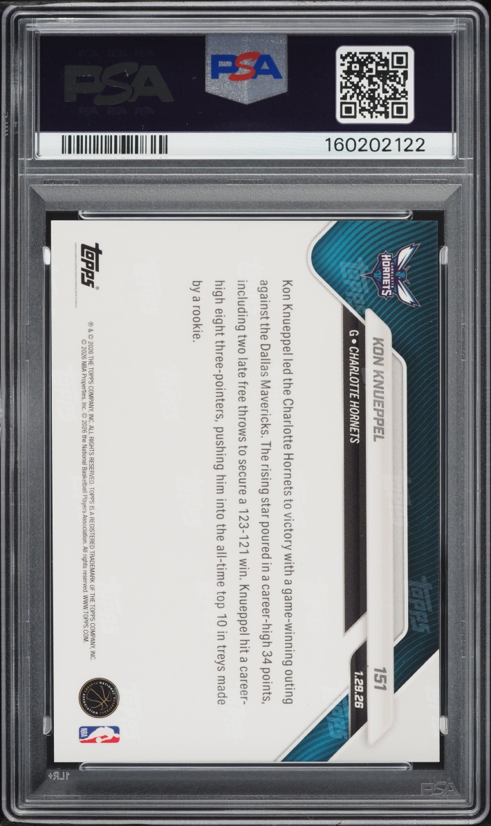 2025 Topps Now Kon Knueppel ROOKIE #151 PSA 10 GEM MINT