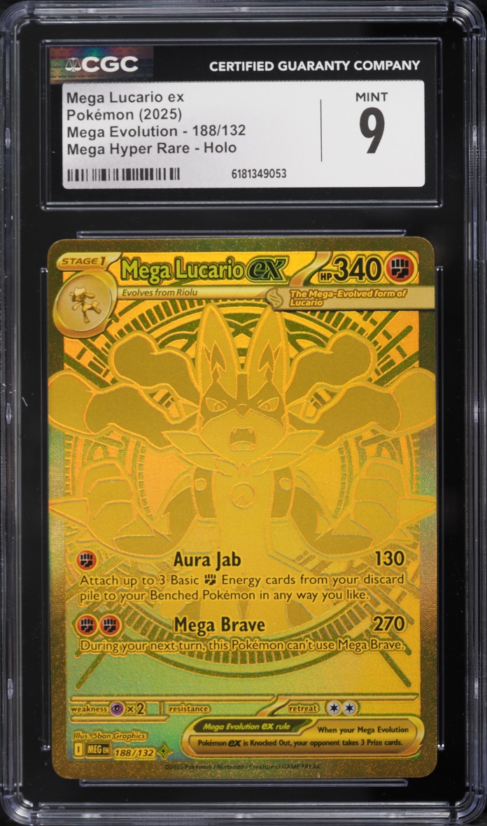 2025 Pokemon Mega Evolution MHR Mega Lucario EX #188 CGC 9 MINT