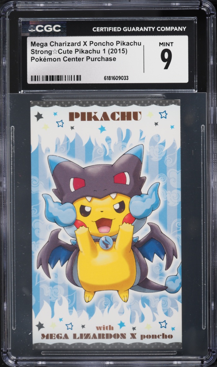2015 Pokemon Strong Cute Pikachu 1 Center Purchase Mega Charizard X Poncho Pikachu CGC 9 MINT