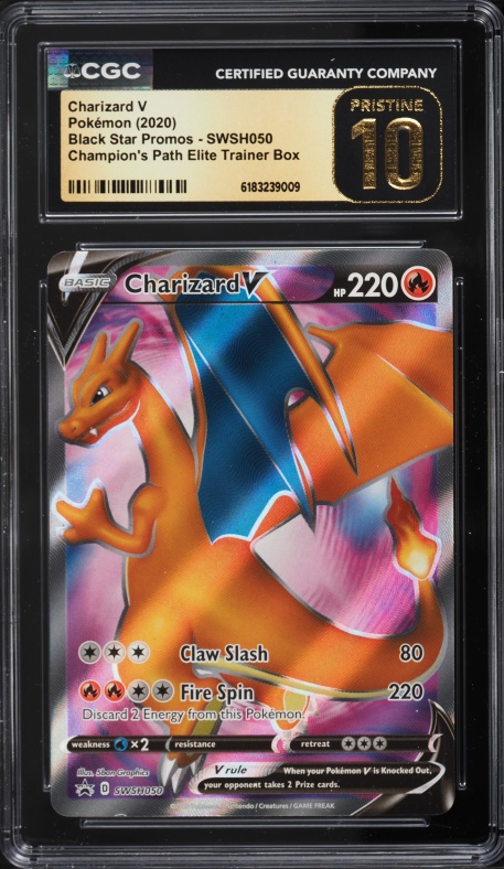 2020 Pokemon SWSH Promo Champion's Path ETB Full Art Charizard V #SWSH050 CGC 10 PRISTINE