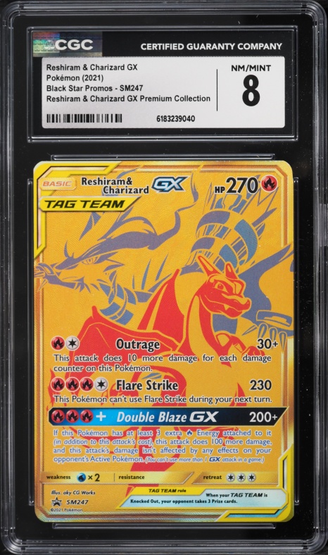 golden charizard gx pokemon card - Reshiram & - SM247 - Full Art 2019 Pokemon Japanese SW Tag