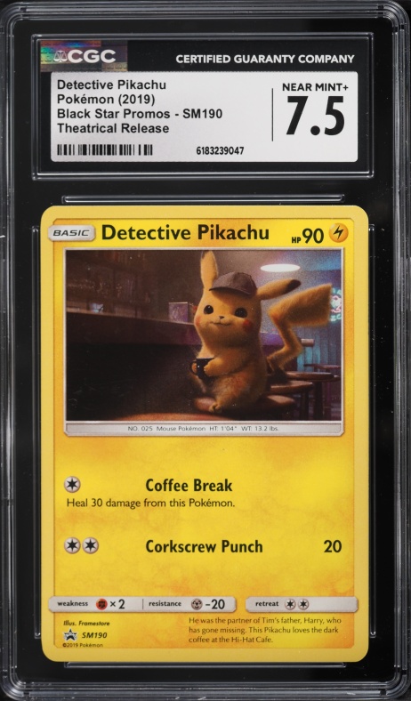 2019 Pokemon Sun & Moon Promo Theatrical Release Detective Pikachu #SM190 CGC 7.5 NRMT+