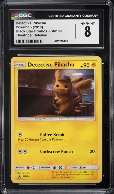 2019 Pokemon Sun & Moon Promo Theatrical Release Detective Pikachu #SM190 CGC 8 NM-MT