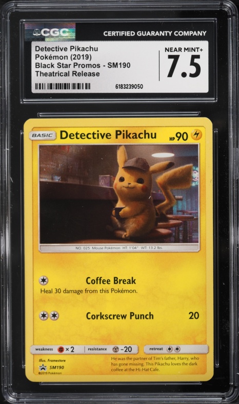 2019 Pokemon Sun & Moon Promo Theatrical Release Detective Pikachu #SM190 CGC 7.5 NRMT+