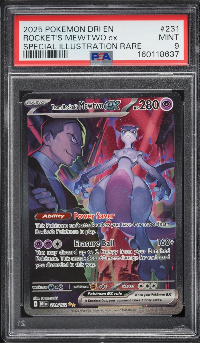2025 Pokemon Scarlet & Violet Destined Rivals SIR Team Rocket's Mewtwo ex #231 PSA 9 MINT