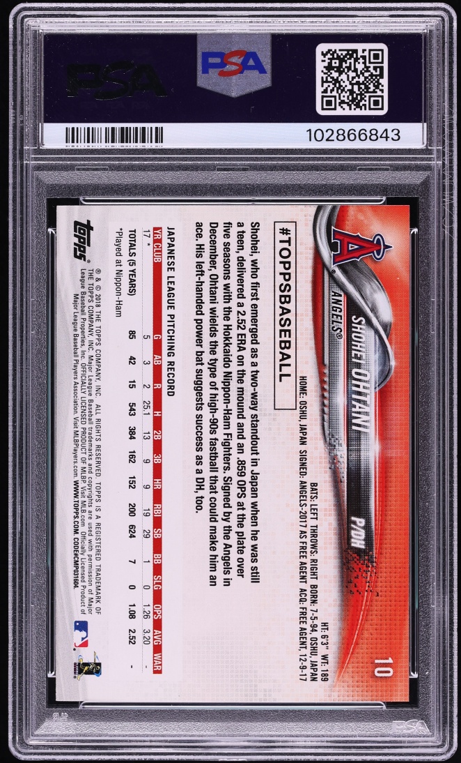 2018 Topps New Era Shohei Ohtani ROOKIE #10 PSA 10 GEM MINT