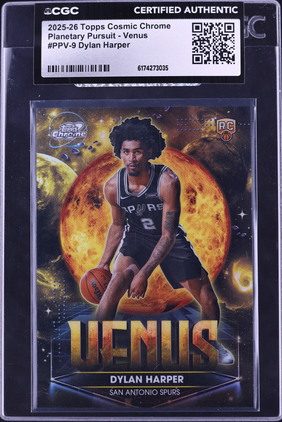 2025 Topps Chrome Cosmic Planetary Pursuit Venus Dylan Harper ROOKIE #PPV-9 CGC AUTH