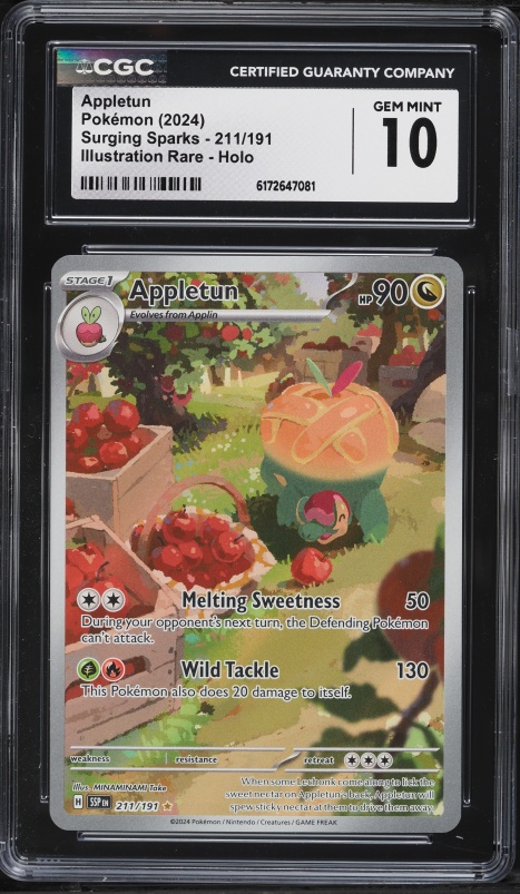 2024 Pokemon Scarlet & Violet Surging Sparks IR Appletun #211 CGC 10 GEM MINT