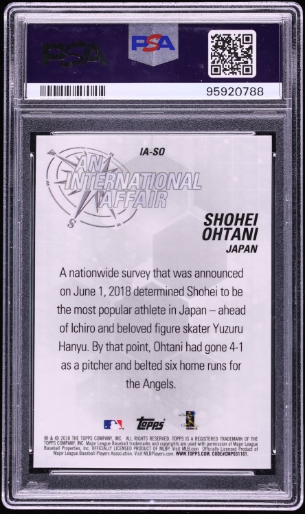 2018 Topps Update An International Affair Shohei Ohtani ROOKIE #IA-SO PSA 10 GEM MINT