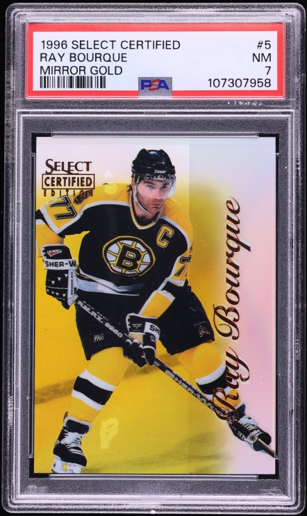 1996 Select Certified Mirror Gold w/ Coating Ray Bourque #5 PSA 7 NRMT