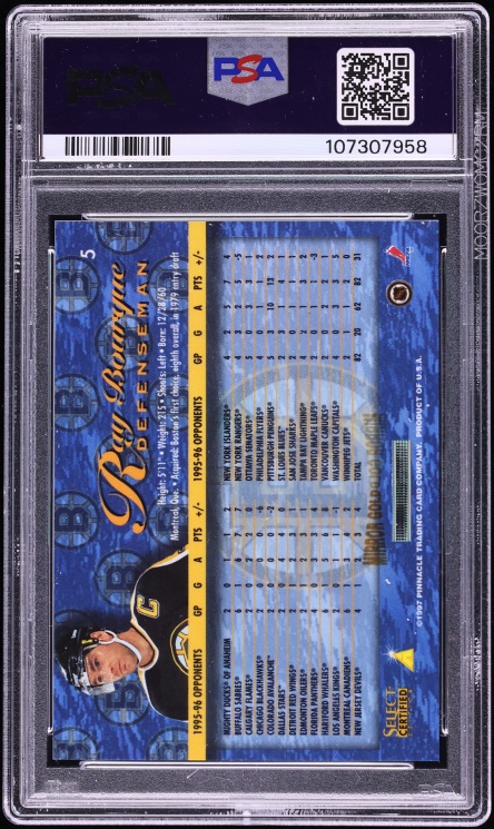 1996 Select Certified Mirror Gold w/ Coating Ray Bourque #5 PSA 7 NRMT