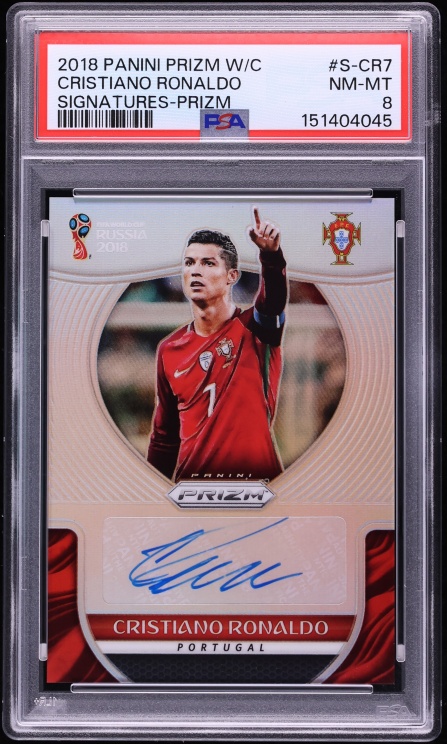 2018 Panini Prizm World Cup Signatures Silver Cristiano Ronaldo AUTO /25 #S-CR7 PSA 8 NM-MT