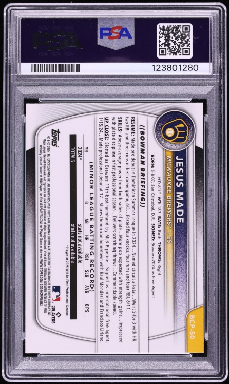 2025 Bowman Chrome Mega Box Jesus Made PROSPECT #BCP-50 PSA 10 GEM MINT