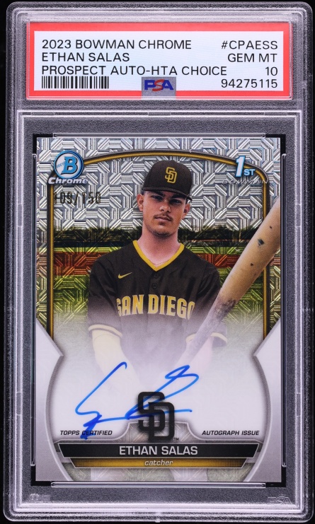 2023 Bowman Chrome HTA Choice Refractor Ethan Salas PROSPECT AUTO /150 #CPA-ES PSA 10 GEM MINT