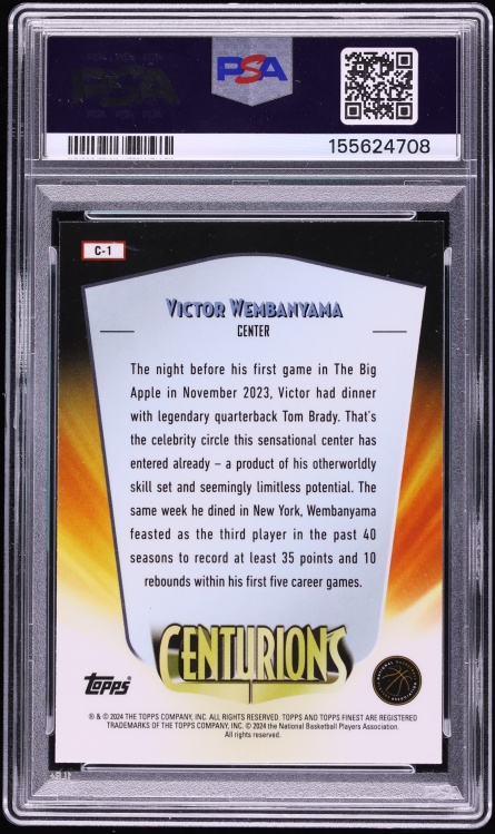 2023 Finest Centurions Victor Wembanyama ROOKIE #C-1 PSA 10 GEM MINT