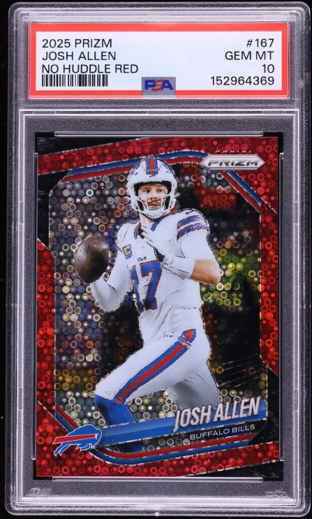 2025 Panini Prizm No Huddle Red Josh Allen /99 #167 PSA 10 GEM MINT