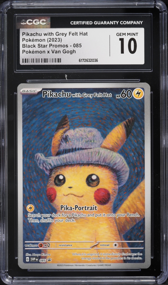 2023 Pokemon Scarlet & Violet Promo Van Gogh Full Art Pikachu With Grey Felt Hat #85 CGC 10