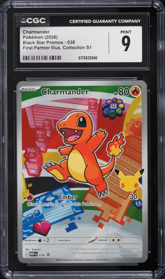 2026 Pokemon Mega Evolution Promo First Partner Illustration S1 Full Art Charmander #38 CGC 9