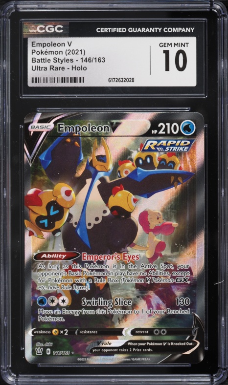 2021 Pokemon Sword & Shield Battle Styles Alt Art Empoleon V #146 CGC 10 GEM MINT