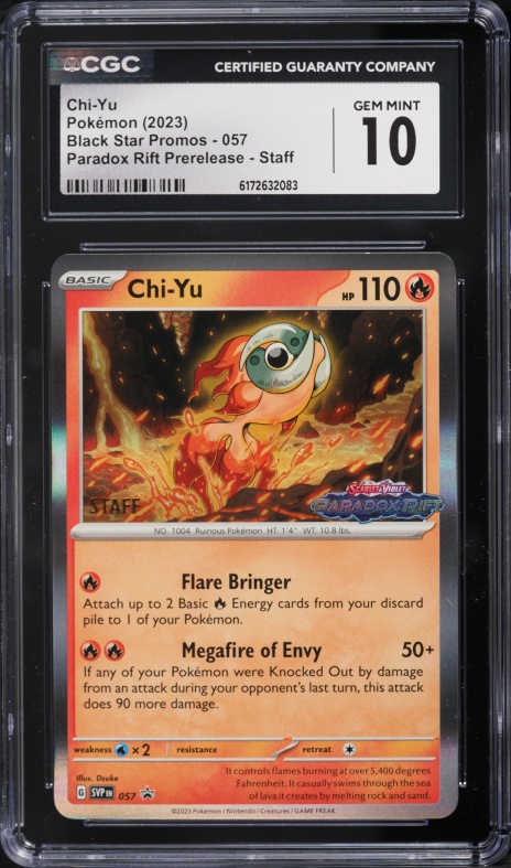 2023 Pokemon Scarlet & Violet Promo Paradox Rift Prerelease Staff Chi-Yu #57 CGC 10 GEM MINT