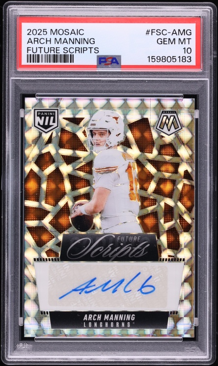 2025 Panini Mosaic NIL Future Scripts Arch Manning ROOKIE AUTO #FSC-AMG PSA 10 GEM MINT