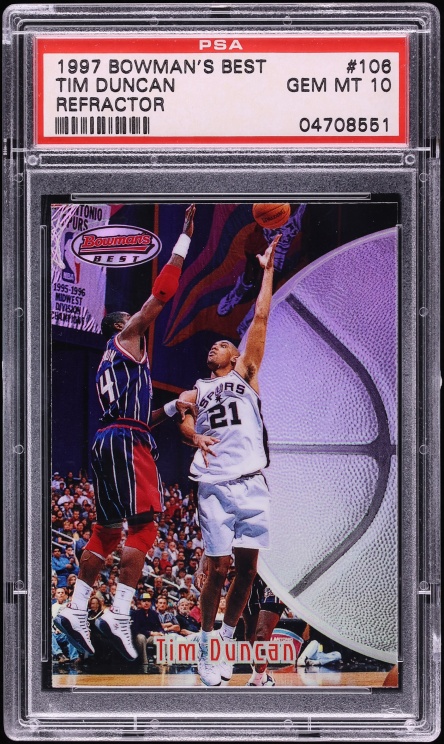 1997 Bowman's Best Refractor Tim Duncan ROOKIE #106 PSA 10 GEM MINT