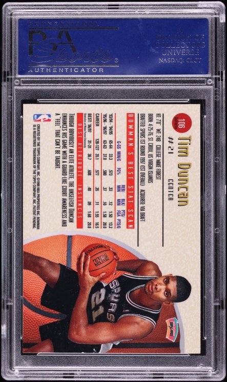 1997 Bowman's Best Refractor Tim Duncan ROOKIE #106 PSA 10 GEM MINT