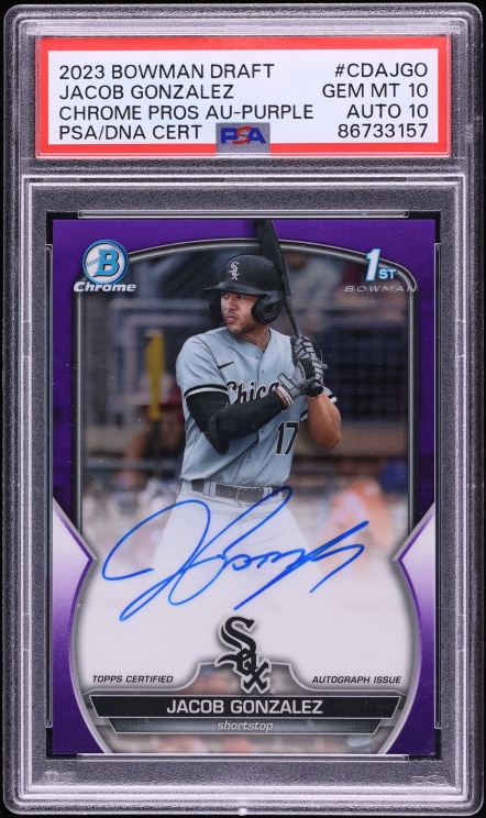 2023 Bowman Chrome Draft Purple Jacob Gonzalez PROSPECT AUTO DNA 10 /250 #CDA-JGO PSA 10 GEM