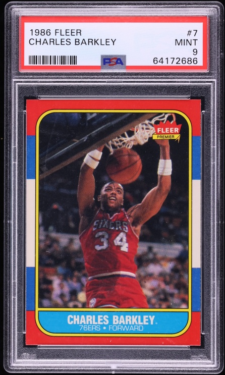 1986 Fleer Basketball Charles Barkley ROOKIE #7 PSA 9 MINT