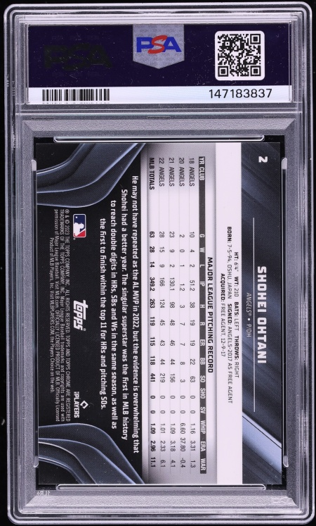 2023 Topps Chrome Black Blue Refractor Shohei Ohtani /75 #2 PSA 10 GEM MINT