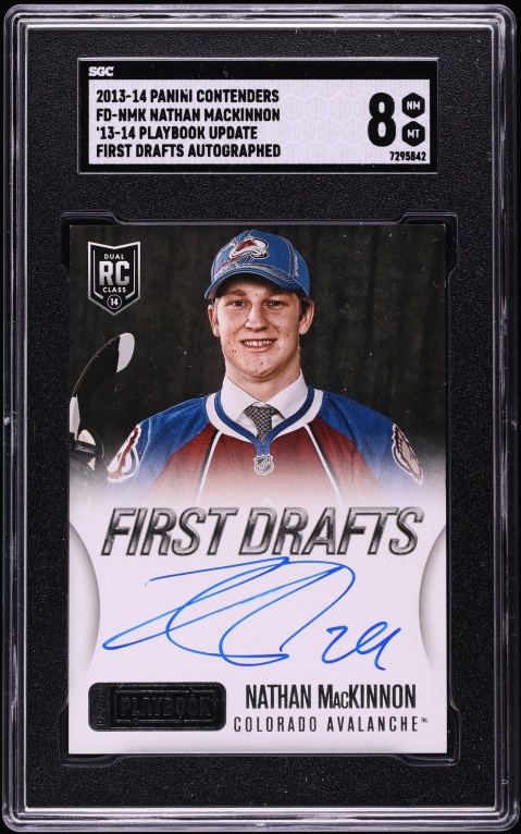 2013 Panini Contenders Playbook Update First Drafts Nathan Mackinnon ROOKIE AUTO #FD-NMK SGC 8