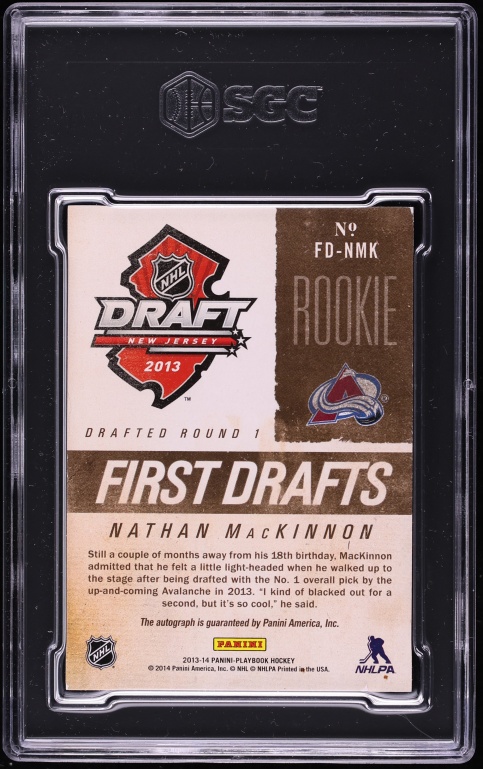 2013 Panini Contenders Playbook Update First Drafts Nathan Mackinnon ROOKIE AUTO #FD-NMK SGC 8